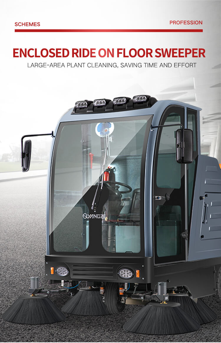 enclosed ride-on floor sweeper